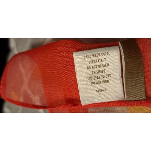 Vintage Sheer Poly Scarf Sarong From Italy 38" X 62" Red Orange White Yellow - Picture 4 of 4